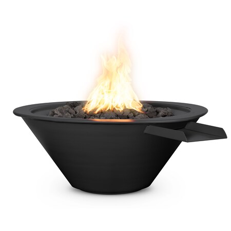 The Outdoor Plus 24 Round Cazo Fire, Water Bowl, Powder Coated Metal, Black, Liquid Propane OPT-R24PCFWE12V-BLK-LP